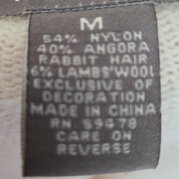 Kenar Ivory Cream Wrap Sweater with Bow Rabbit Hair Wool Blend Size Medium - Picture 8 of 8